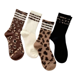 Calcetines de Algodón de Longitud Media con Estampado Animal, Tejidos y a la Moda para Mujer, Deportivos, Versátiles y Cómodos para Primavera y Otoño - Product Image 6