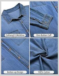 เสื้อเชิ้ตยีนส์ผู้หญิงพรีเมียมขายดี รุ่นฮิต ทรงบอยเฟรนด์ ติดกระดุม แขนยาว ระบายอากาศได้ดี - Product Image 3