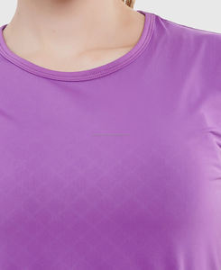 T-shirt femme en tissu Oxford de haute qualité, col rond boutonné, personnalisé, écologique, motif uni, impression numérique, séchage rapide - Product Image 4