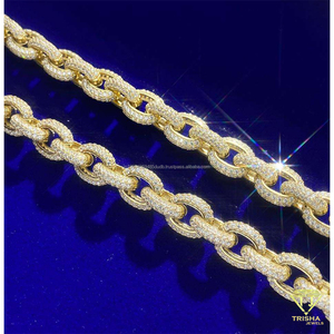 Chaîne cubaine en argent sterling 925 sertie de diamants moissanite, bijoux de luxe hip-hop pour hommes - Product Image 4