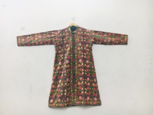 Floral Embroidered Cotton Mandarin Collar Long Jacket Full Sleeve Spring Women's Elegant Style Handmade Decorative <b>Coat</b> - Product Image 1