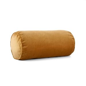 Coussin décoratif en velours 8x18 pouces marron brodé, housse de coussin de canapé unie - Product Image 1