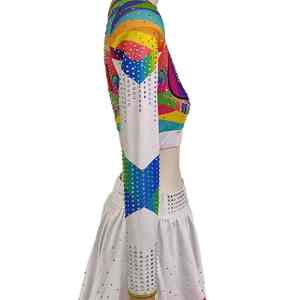 Conjunto de Ropa Brillante para Niñas, Traje de Baile, Ropa Escolar, Uniforme de Animadoras Juveniles con Pedrería - Product Image 3
