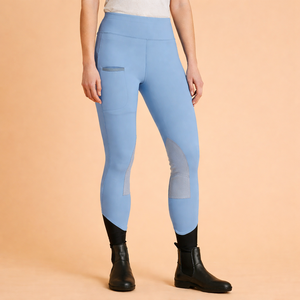 Leggings de equitación para mujer – Azul cielo |   Leggings de equitación de cintura alta con parche en la rodilla - Product Image 1
