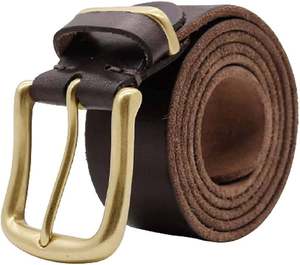 Ceinture en cuir de vachette décontractée au style unique pour homme, avec logo personnalisé, boucle ardillon en acier, respirante, durable, légère et brodée - Product Image 3