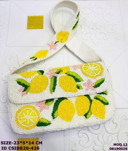 Luxury Handmade <b>White</b> Pearl Beaded Canvas Clutch with Chains for Wedding Magnetic Closure Evening Party Use - Product Image 4