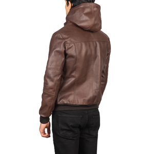 Chaqueta de aviador de cuero genuino negra para hombre, estilo cuello vuelto, a prueba de viento e impermeable, estilo vintage para invierno. - Product Image 5