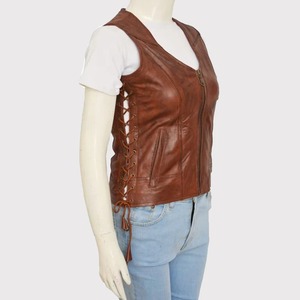 Chaleco de Cuero Genuino Marrón Auténtico para Mujer, Chaleco Informal a la Moda - Product Image 5