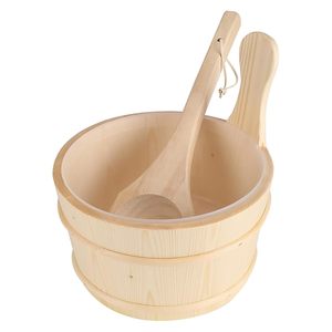 Natural Wooden Bucket with Ladle Handcrafted <b>Bath</b> Kitchen Utility Tub Multipurpose Wooden Container - Product Image 4
