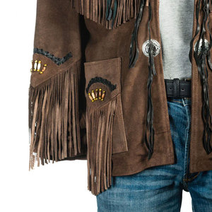 <b>Men's</b> Premium <b>Suede</b> Leather Fringe <b>Jacket</b> Genuine Leather Winter Wear Plain Dyed Style Custom Sizing Private Label Wholesale - Product Image 5