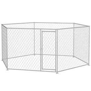 Recinto per Cani da Esterno in Argento con Porta Bloccabile XL 13,4 X 11,5 ft, Gabbia per Cani di Taglia Media e Grande, Cuccia e Trasportino - Product Image 1