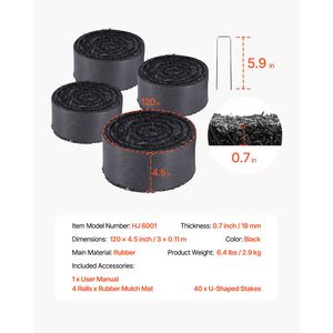 4 <b>Rolls</b> of 120 X 4.5 in Natural Black M Recycled Rubber Mulch <b>Mat</b> for Landscaping Permanent Rubber Pathway Garden Supplies - Product Image 4