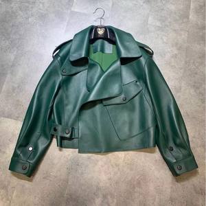 Veste Safari d'Hiver pour Homme, Service OEM, Cuir Véritable Enduit, Col Montant, Imperméable, Denim Teint Uni, Motif Standard - Product Image 4