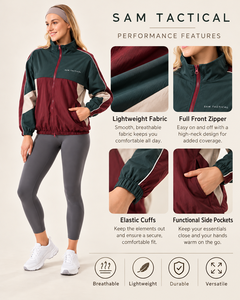 Chaqueta deportiva de mujer con bloques de color, cuello alto, cierre de cremallera, cortavientos, para primavera, precio económico, venta al por mayor, OEM - Product Image 3