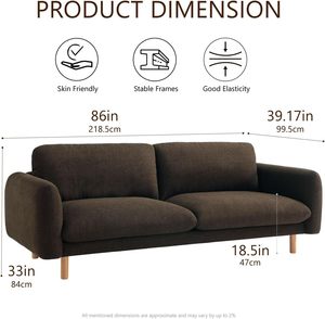 Sofá de Tela Nórdico Moderno al por Mayor con Paneles Laterales de Madera Maciza, Sofá Minimalista para Sala de Estar - Product Image 5