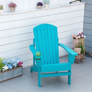 Sedia a sdraio classica Adirondack con portabicchieri integrato, blu cielo intenso, per patio, giardino, falò, terrazza - Product Image 2