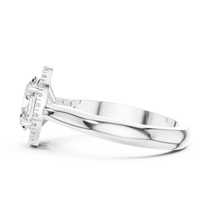 Bague de fiançailles pour femme en or jaune avec diamant taille ovale, certifié GIA, style halo classique - Product Image 2