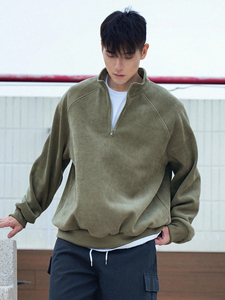 Sweat-shirt unisexe à col montant zippé, coupe classique, épais, style streetwear décontracté, pour l'hiver, avec broderie et impression numérique - Product Image 3