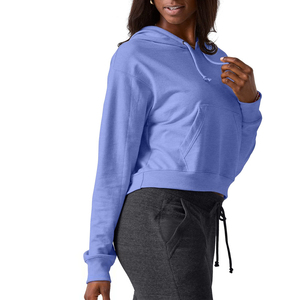 Sudadera con capucha corta de felpa francesa informal con logo personalizado 2026 para mujer, venta al por mayor, oversize, hombros caídos, estilo vintage - Product Image 5