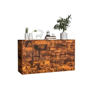 Mobiletto a 3 strati e 6 cassetti a doppia fila per soggiorno, in legno vintage, truciolato e tessuto non tessuto, 134x40x67cm, impiallacciato - Product Image 4
