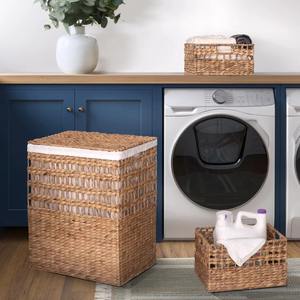 The upper half of the water hyacinth <b>basket</b> is loosely woven Handmade Storage <b>Basket</b> Wholesale eco-friendly Made in Vietnam - Product Image 4