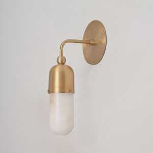 Modern Brass <b>Wall</b> <b>Sconce</b> Round Opal Glass Shade Minimalist Indoor Bathroom <b>Lighting</b> Decor - Product Image 3