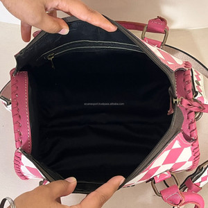 New 2026 Outdoor Hand <b>Tooled</b> Checkered Leather Hand Carry Crossbody Travel Speedy Bag for Women's Overnight Duffle Luggage Bags - Product Image 6