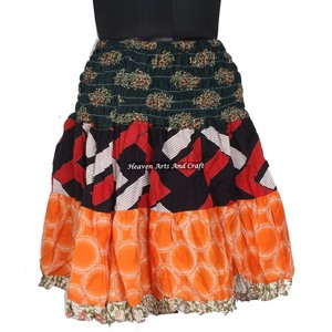 For Girl Gypsy <b>Patchwork</b> Mini Rara Hippy Boho Festival <b>Skirt</b> Boho Stylish Multi Color Patch Cotton Mini Sexy <b>Skirt</b> For Summer - Product Image 3