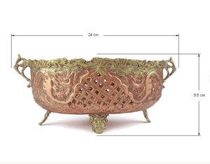 Handmade Brass Tabletop Vase With Dragon Motif And Lattice Design Traditional <b>Decorative</b> Floral Display Bowl chased <b>bird</b> motif - Product Image 4