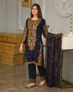 Excellente qualité Heavy Diamond Georgette Salwar Kameez Robe élégante personnalisable pour les fêtes Dernière collection - Product Image 6