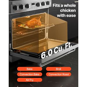 Freestanding 35.9-Inch Stainless Steel Gas <b>Range</b> Oven with 6 Sealed Cooktop Burners and Easy Reach Racks - Product Image 5