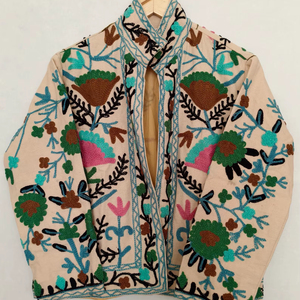 Chaqueta Suzani de Lana Tejida a Mano, Transpirable, Estilo Bohemio, Cuello Redondo, Manga Larga, Estampado Floral para Mujer, Venta Caliente 2026 - Product Image 1