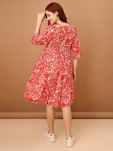 Elegant Floral Print Chiffon Gathered Pleated Formal Midi Dress Women Puff Sleeve V-neck Breathable Summer Party Dress - Product Image 3