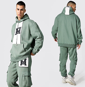 Peso Pesado grueso personalizar de Hombre Sudaderas con capucha trajes de pista con bolsillo canguro 2 piezas jersey con capucha traje de sudor para los hombres - Product Image 6