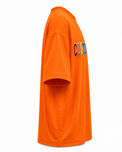 T-shirt Homme Orange à Manches Courtes avec Logo Personnalisé, 100% Coton Jersey, Col Rond, Impression Flocage Lettres sur le Devant, Coupe Décontractée Oversize - Product Image 3