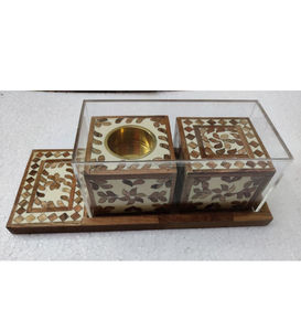 ชุดถาดใส่เครื่องหอมไม้ฝังลาย พร้อมฝาอะคริลิค ขายดีอันดับต้นๆ สำหรับเทศกาลอีดและรอมฎอน ปี 2026 - Product Image 1