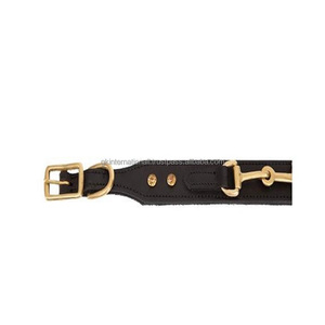 Collar de perro de cuero marrón DD, diseño personalizado, hardware de acabado dorado de lujo y cierre de latón en el centro, nuevo diseño - Product Image 2