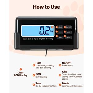 Bilancia Postale Digitale a Doppia Precisione 0.2 Lbs-1100 Lbs, Bilancia Commerciale con Funzione Hold/Tare, Visualizzazione in Unità kg - Product Image 6