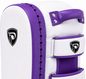 Almohadilla de Boxeo de Cuero Blanco y Morado, Equipo de Entrenamiento Duradero y Ecológico para Taekwondo, Kickboxing y Práctica de Boxeo - Product Image 2