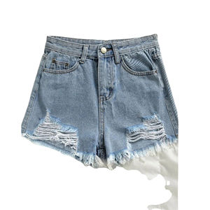 New Arrival Women Summer High Waisted <b>Mini</b> Denim Shorts Tummy Control Denim Cuff Denim Shorts - Product Image 4