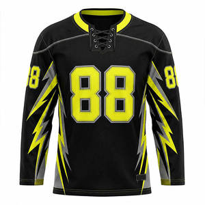 เสื้อฮอกกี้น้ำแข็งผู้ชายแบบสั่งทำพิเศษ คอวี แขนยาว สีดำเหลือง เบอร์ 88 ผ้าโพลีเอสเตอร์ซับเหงื่อ ระบายอากาศได้ดี ชุดกีฬา - Product Image 1
