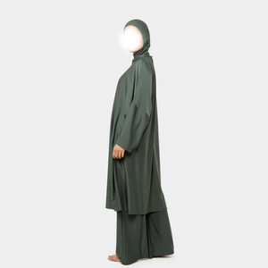 Premium Women Abaya OEM Supplier Dubai Inspired Modest Plaid Satin Floor-Length A-Line Dress Soft Breathable Eco-Friendly Custom - Product Image 5