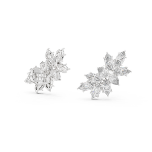 Statement <b>Climbers</b> Lab Grown Marquise Pear Diamonds Set 18KT White Gold Luxury <b>Earrings</b> for Party Events Daily Use - Product Image 1