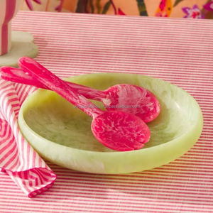 Bandeja de Resina SunMist, Plato Plano Ancho para Servir, Color Ámbar Cálido, Borde Curvo, Plato para Frutas y Verduras, Centro de Mesa de Lujo para el Hogar - Product Image 6