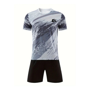 Conjunto de Camiseta de Fútbol Sublimada con Degradado Gris Blanco para Hombre, Manga Corta, Absorbe la Humedad, Uniforme de Fútbol Transpirable - Product Image 2