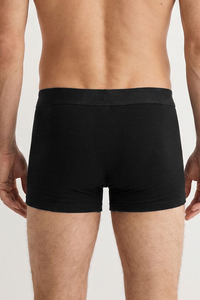 Men's Mid-Rise <b>Boxer</b> Briefs Solid <b>Black</b> 100% Cotton Knitted Breathable Underwear - Product Image 2