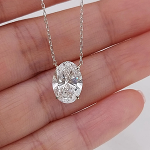 Collier pendentif en zircone cubique de forme ovale, plaqué rhodium, chaîne en acier inoxydable, style classique, unisexe, bijoux à porter au quotidien - Product Image 2