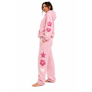 Wholesale Women's Hoodie Sweatsuit Custom Embroidery Print Hooded Sweatshirt Jogger <b>Pants</b> Set Winter Casual Sportswear 100% - Product Image 4