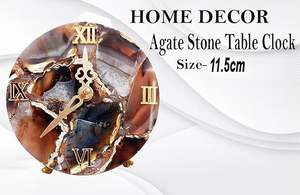 Horloge de table de luxe en résine d'agate faite à la main, moderne, étanche, surdimensionnée, avec veilleuse, pour mariage, retraite, Ramadan, décoration intérieure, salle à manger - Product Image 2