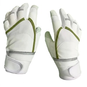 Pink Sinewy Sports Leather Batting <b>Gloves</b> With <b>Red</b> Trim Hook And Loop Closure Unisex Adult Training Comfortable Grip - Product Image 3